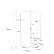 Drehtürenschrank >MOKKARIS< in Artisan Eiche Dekor - 144,4x200,1x58,8cm (BxHxT)