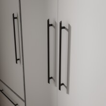 Drehtürenschrank >MOKKARIS< in Betonoptik / Weiß - 144,4x200,1x58,8cm (BxHxT)