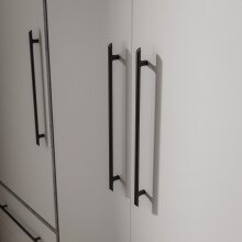 Drehtürenschrank >MOKKARIS< in Betonoptik / Weiß - 144,4x200,1x58,8cm (BxHxT)