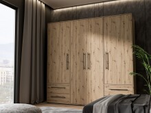 Drehtürenschrank >MOKKARIS< in Artisan Eiche Dekor - 205,9x200,1x58,8cm (BxHxT)