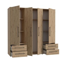 Drehtürenschrank >MOKKARIS< in Artisan Eiche Dekor - 205,9x200,1x58,8cm (BxHxT)