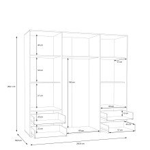 Drehtürenschrank >MOKKARIS< in Artisan Eiche Dekor - 205,9x200,1x58,8cm (BxHxT)