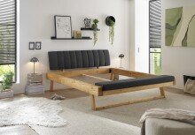 Massivholzbett >Sarja< Stauraum, Liegefläche 180x200cm, Fichte Massiv - 198x98x250cm (BxHxT)