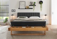 Massivholzbett >Sarja< Stauraum, Liegefläche 180x200cm, Fichte Massiv - 198x98x250cm (BxHxT)