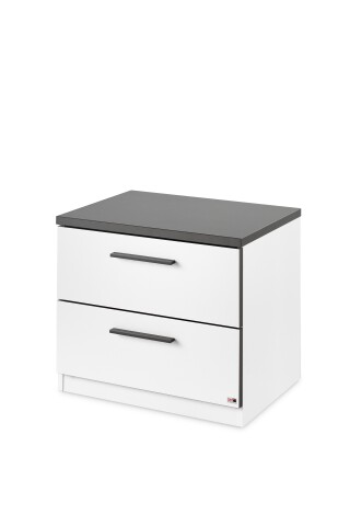 Nachtkommode >Denver< 2 Schubladen, in weiß/graphit - 53,6x46,3x40cm (BxHxT)