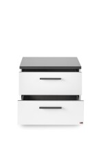 Nachtkommode >Denver< 2 Schubladen, in weiß/graphit - 53,6x46,3x40cm (BxHxT)