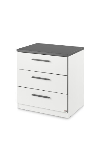 Nachtkommode >Denver< 3 Schübe, weiß/graphit - 53,6x56,4x40cm (BxHxT)