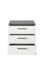 Nachtkommode >Denver< 3 Schübe, weiß/graphit - 53,6x56,4x40cm (BxHxT)