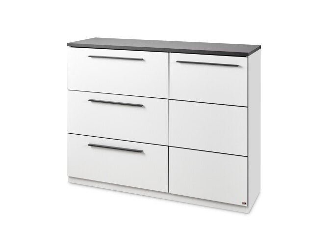 Kommode >Denver< 3 Schübe, 1 Tür, weiß Abs. Graphit - 125x95,4x38cm (BxHxT)