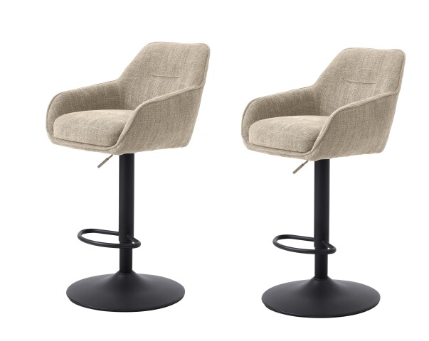 Barhocker >Avola< (2er-Set) in leinen-beige - 52x113,5x53 (BxHxT)