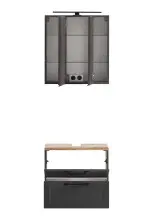 Badezimmer-Set >Lyon< (2-tlg.) in matt-grau, Graphitgrau - 60x195x35cm (BxHxT)