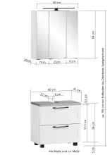 Badezimmer-Set >Lyon< (2-tlg.) in matt-grau, Graphitgrau - 60x195x35cm (BxHxT)