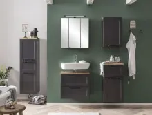 Badezimmer-Set >Lyon< (2-tlg.) in matt-grau, Graphitgrau - 60x195x35cm (BxHxT)