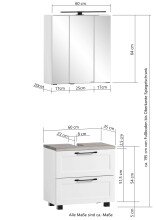 Badezimmer-Set >Lyon< (2-tlg.) in matt-grau, Graphitgrau - 60x195x35cm (BxHxT)