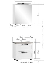 Badezimmer-Set >Lyon< (2-tlg.) in Kaschmir, Wotaneiche-Dekor - 60x195x35 (BxHxT)