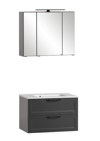 Badezimmer-Set >Lyon< (2-tlg.) in matt-grau, Graphit - 80x195x47cm (BxHxT)
