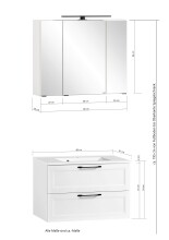 Badezimmer-Set >Lyon< (2-tlg.) in matt-grau, Graphit - 80x195x47cm (BxHxT)