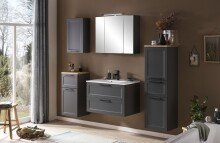 Badezimmer-Set >Lyon< (2-tlg.) in matt-grau, Graphit - 80x195x47cm (BxHxT)