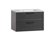 Badezimmer-Set >Lyon< (2-tlg.) in matt-grau, Graphit - 80x195x47cm (BxHxT)