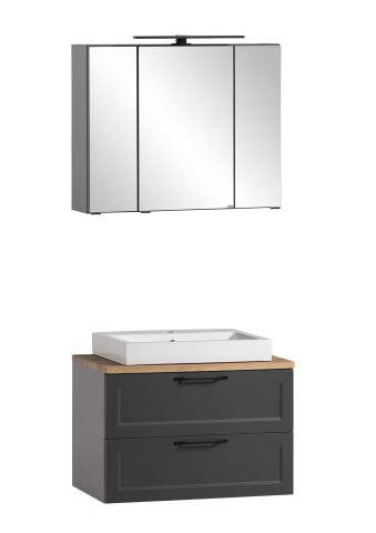 Badezimmer-Set >Lyon< (2-tlg.) in matt-grau, Graphit - 80x195x47cm (BxHxT)