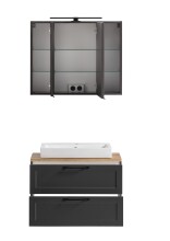 Badezimmer-Set >Lyon< (2-tlg.) in matt-grau, Graphit - 80x195x47cm (BxHxT)