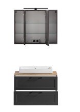 Badezimmer-Set >Lyon< (2-tlg.) in matt-grau, Graphit - 80x195x47cm (BxHxT)