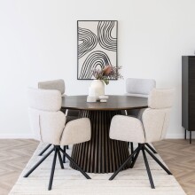 Säulen-Esstisch >Osaka< in Geräuchert, Eichenfurnier, MDF - 75x140cm (HxD)