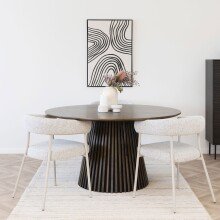 Säulen-Esstisch >Osaka< in Geräuchert, Eichenfurnier, MDF - 75x140cm (HxD)