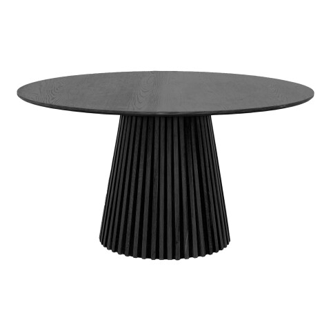 Säulen-Esstisch >Osaka< in Schwarz, Eichenfurnier, MDF - 75x140cm (HxD)