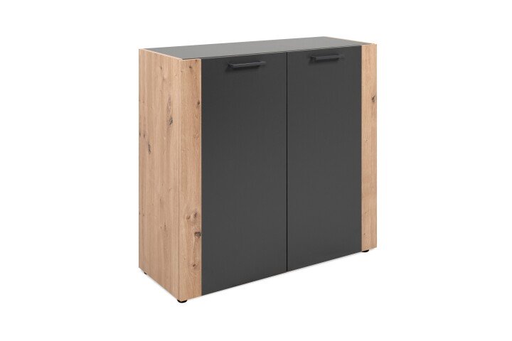 Kommode >Cento< in anthrazit / Dekor Artisan Oak - 89x34,5x85cm (BxHxT)