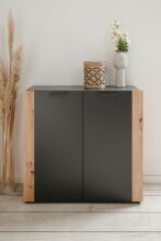 Kommode >Cento< in anthrazit / Dekor Artisan Oak - 89x34,5x85cm (BxHxT)