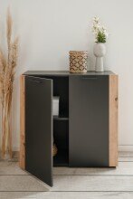 Kommode >Cento< in anthrazit / Dekor Artisan Oak - 89x34,5x85cm (BxHxT)