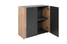 Kommode >Cento< in anthrazit / Dekor Artisan Oak - 89x34,5x85cm (BxHxT)