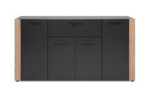 Sideboard >Cento< in anthrazit / Dekor Artisan Oak - 162x83x34,5cm (BxHxT)