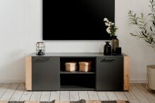 Lowboard >Cento< in anthrazit / Dekor Artisan Oak -...
