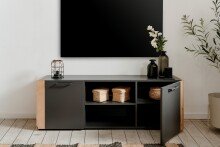 Lowboard >Cento< in anthrazit / Dekor Artisan Oak - 138x47,5x34,5cm (BxHxT)