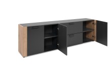 Lowboard >Cento< in anthrazit / Dekor Artisan Oak - 198x61x34,5cm (BxHxT)