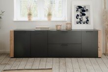 Lowboard >Cento< in anthrazit / Dekor Artisan Oak -...