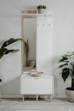 Kompaktgarderobe >Göteborg< in weiß / Dekor Sonoma Eiche - 68x195x32cm (BxHxT)