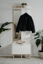 Kompaktgarderobe >Göteborg< in weiß / Dekor Sonoma Eiche - 68x195x32cm (BxHxT)