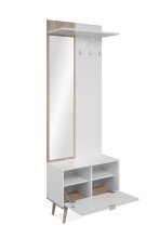 Kompaktgarderobe >Göteborg< in weiß / Dekor Sonoma Eiche - 68x195x32cm (BxHxT)