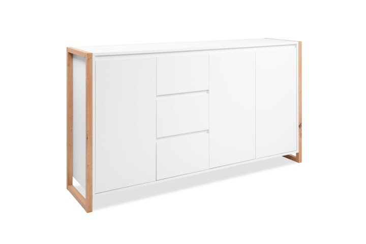 Sideboard >Denver< in weiß / Dekor Artisan Oak - 160x88x40cm (BxHxT)