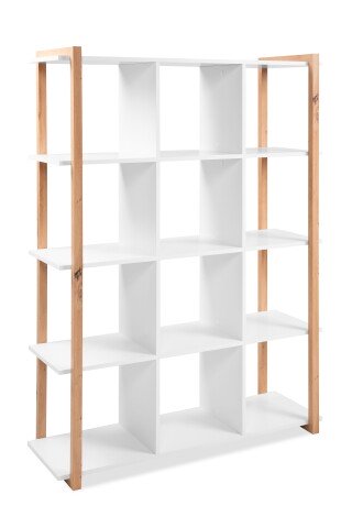 Regal >Denver< in weiß / Dekor Artisan Oak - 107x145x39cm (BxHxT)
