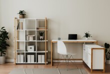 Regal >Denver< in weiß / Dekor Artisan Oak - 107x145x39cm (BxHxT)