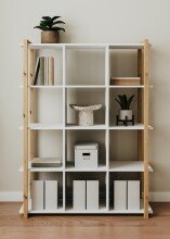 Regal >Denver< in weiß / Dekor Artisan Oak - 107x145x39cm (BxHxT)