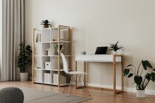 Regal >Denver< in weiß / Dekor Artisan Oak - 107x145x39cm (BxHxT)