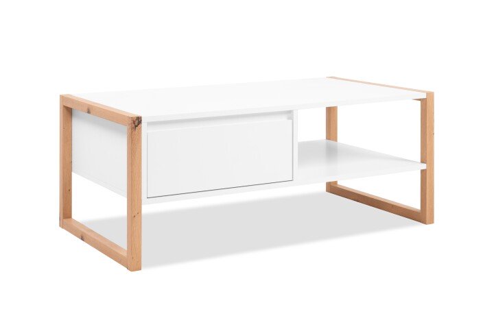 Couchtisch >Denver< in weiß / Dekor Artisan Oak - 100x40x55cm (BxHxT)