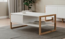 Couchtisch >Denver< in weiß / Dekor Artisan Oak - 100x40x55cm (BxHxT)