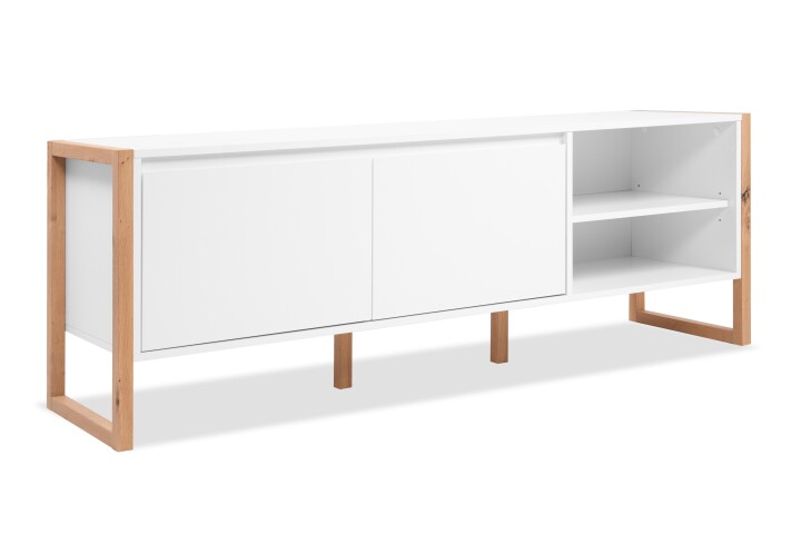 Lowboard >Denver< in weiß / Dekor Artisan Oak - 160x55x40cm (BxHxT)