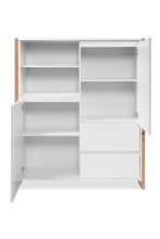 Highboard >Denver< in weiß / Dekor Artisan Oak - 120x139x40cm (BxHxT)